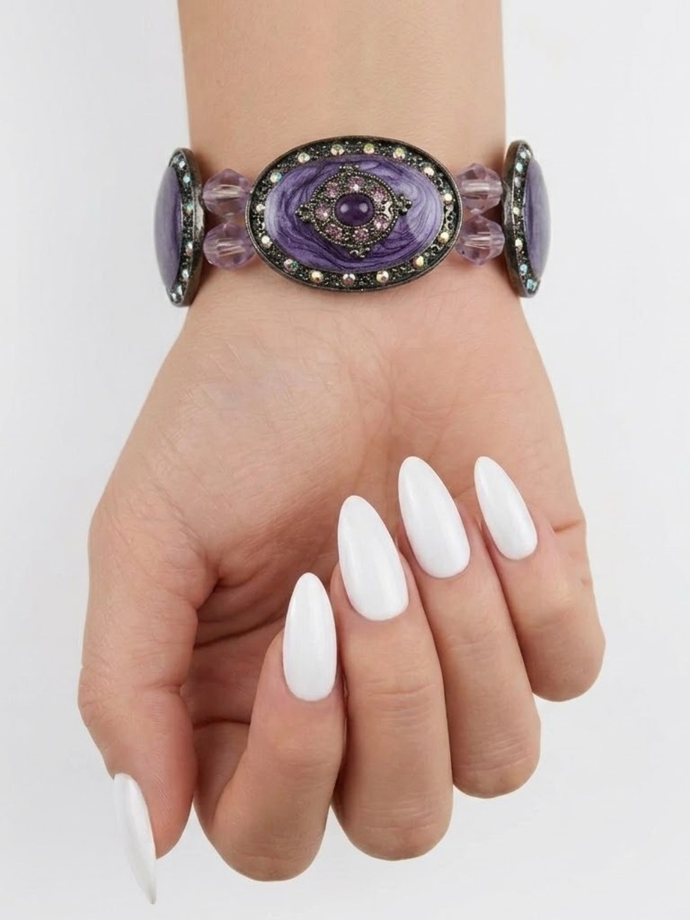 Birch Hill Victorian Style Purple Gem Stretch Bracelet New Elegant Chic Jewelry